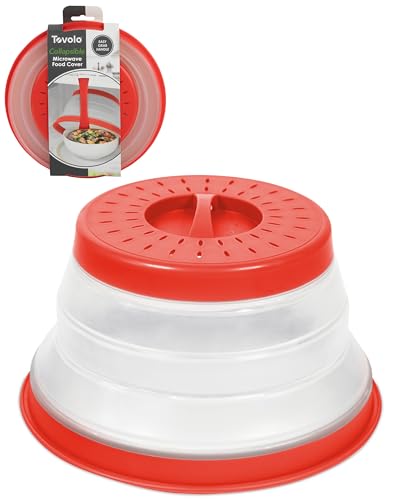 Image of Tovolo Microwave Splatter Cover for Food, Small (Candy Apple Red) - Collapsible & Vented Silicone Splatter Guard Lid - Microwave Plate & Dish Cover with Handle - BPA-Free Kitchen Gadget for Meal Prep