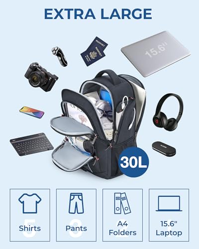 BAGSMART Unisex Laptop Backpack, 15.6-inch Anti-Theft, Water Resistant, With USB Charger Hole, Black2