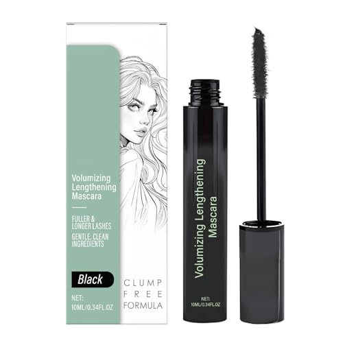 Máscara de Pestañas Waterproof Negro, Volumen Extreme y Longitud, Efecto Pestañas Postizas Sin Grumos, Rimmel Hipoalergénica para Ojos Sensibles, 10ml