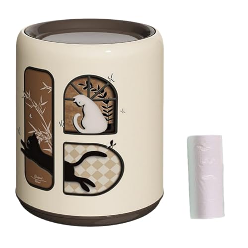 Image of Mini Desktop Trash Can 0.7 Gallon,Tiny Countertop Waste Baskets with 360 Flip-Top Lid,Small Trash Bin Includes 50 Bags,Little Table Garbage Can with Cat Pattern for Bathroom Office