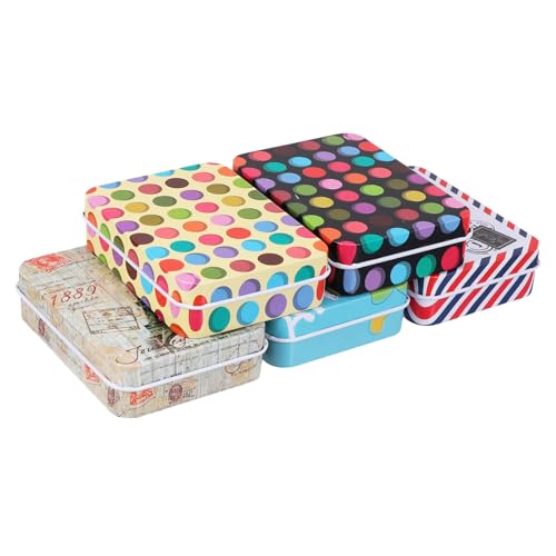 TIDTALEO 5個 創意パターン付き 点 正方形缶収納ボックス 用アクセサリー整理 包装やスパイス おもちゃ収納に