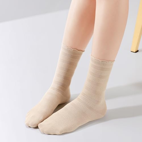 Mcool Mary Women's Frilly Socks,Casual Cute Ankle Socks Breathable Cotton Lace Crew Socks for Women 6 Pack2