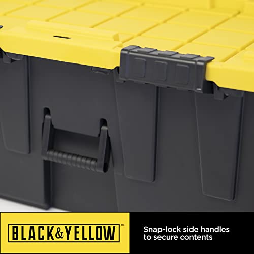 CX BLACK & YELLOW, 20-Gallon Heavy Duty Tough Storage Footlocker & Snap-Tight Lid, (13.4H x 18.2W x 32.3D), Weather-Resistant Design and Stackable Organization Tote [2 Pack] - Thumbnail 2