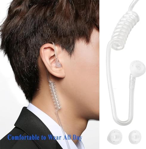 Image of SAMCOM Transparent Clear Air Tube Wire Walkie Talkie Earpiece Headset | Hands-Free Comfortable Surveillance Ear Piece with Mic Microphone 2 Pin K plug for FPCN30A /FPCN10A Radios