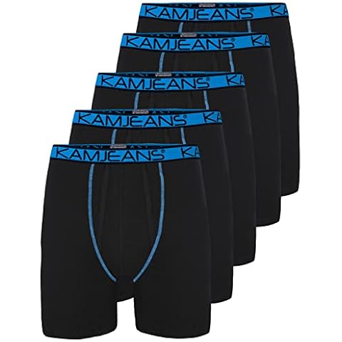 Kam JEANS (5 Pack) Mens Boxer Shorts with Elastic Waistband | Breathable Underwear Suitable for any Occasion and Gift Idea | Big King Plus Size 2XL 3XL 4XL 5XL 6XL 7XL 8XL Black-Blue (5 Pack) 3XL Cover