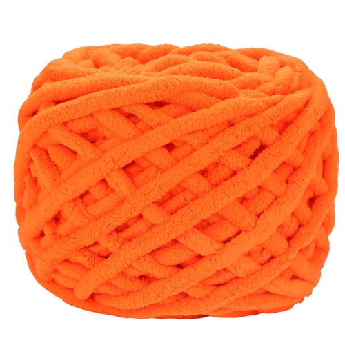 Image of Plush Chenille Chunky Yarn for Crocheting 100g(54.6yd) - Bulky Thick Fluffy Yarn for Knitting- Soft Velvet for Baby, Blanket Knitting Blanket Yarns- Amigurumi Yarns(Orange)