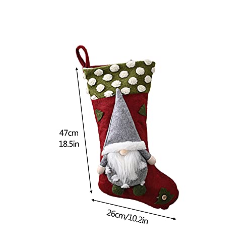 Bdsjbj 3Pcs Christmas Gnome Stockings, 18.5 Inch Swedish Tomte 3D Gnomes Stockings With Hanging Rope Fireplace Hanging Stockings For Xmas Holiday Decor, Green,Red,Gray, A2,A1,A3 #TOP1