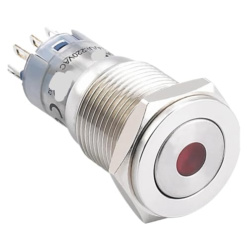 Interruptor 16mm 220V latching rojo plano para cajas de distribución y tableros industriales