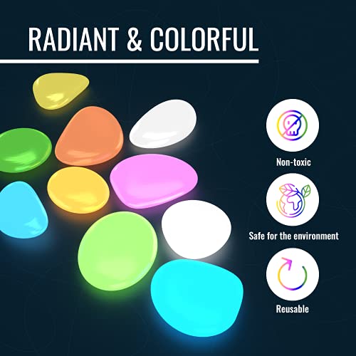 Graham Products 450 Pieces Glow In The Dark Rocks | Indoor & Outdoor Use - Garden, Fish Tank Pebbles, Planter, Walkway Decoration & More | For Kids Aged 6 & Up | Powered By Sunlight - Multi-Colored #TOP3