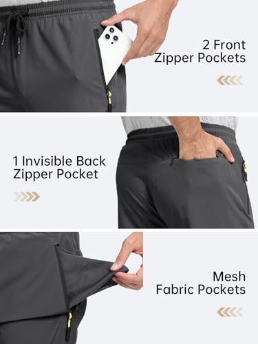 Image of Men's Lightweight Hiking Pants Elastic Waist Water Resistant Quick-Dry Sweatpants for Running Traveling Outdoor Work