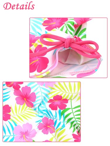 Image of BAOHULU Girls Two Piece Swimsuits Rash Guard Ruffle Bikini Skirt Short Sleeves Beach Dress Swimwear UPF 50+ 3-12Y