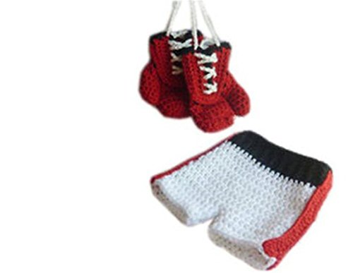 Shinystar Baby Photography Prop Boxing Costume Crochet Knitted Gloves Pants (Style 1)