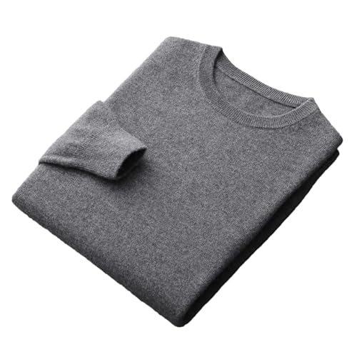 Men's Business Casual Fashion Tops 100 Percent Merino Cashmere Sweater Round Neck Pullover Knitted Loose Pullover