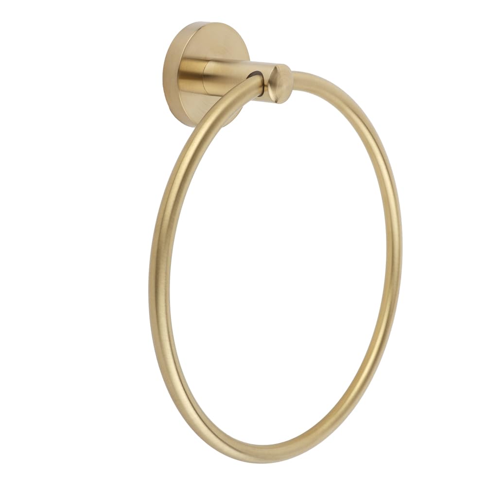 Milano Ayanna Bathroom Wall Mounted Round Towel Ring Holder - Brushed Brass