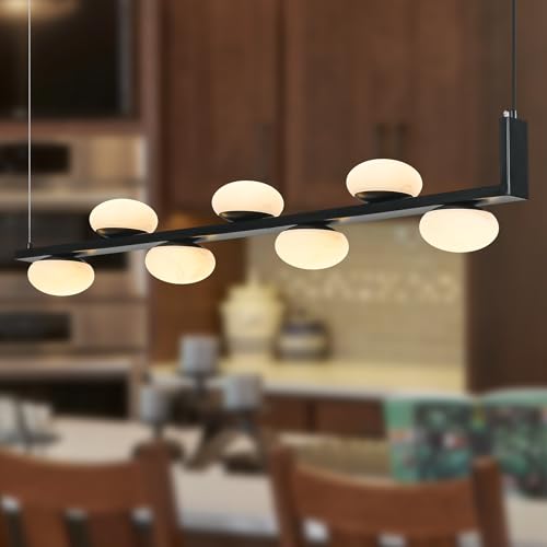 Yeeqiozr Black Pendant Lights Kitchen Island,7-Light Modern Farmhouse Chandelier Dining ...