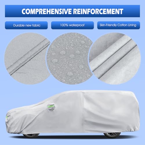 Image of Car Cover Custom Fit for Honda Odyssey Minivan 1999-2026, Migaven Waterproof Full Exterior Cover Sun Rain Protection with Door Zipper and Cotton Lining, Silver