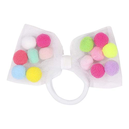 Pom Pom Tutu Skirt & Bow Hair Tie | 2Pcs Kids Pom Pom Tutu For Birthday Smash Cake Outfit | Best Gift For Girls (M (3-5T), White) #TOP4