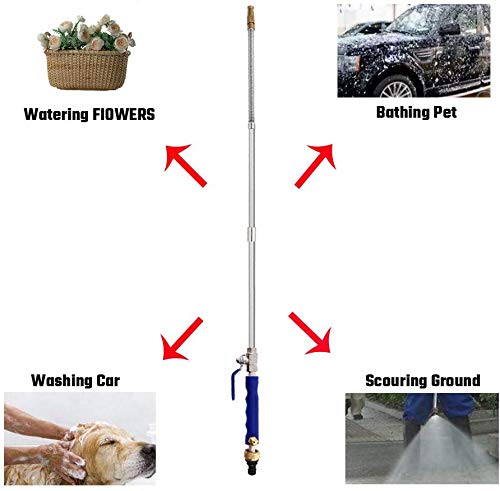 Yiliaw High Pressure Power Washer Wand,Cleaning Wand Watering Wand 38 Inch,Jet Watering Sprayer Flexible Garden Watering Universal Hose End For Gutter Patio Car Pet Window Cleaning Tool(Blue) #TOP1