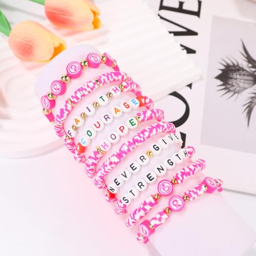 cagulax Breast Cancer Bracelets - Gifts for Women Awareness Accessories - Friendship Inspirational Encouragement Handmade Gifts for Friend Sister2