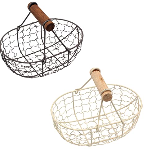 2-Pack Vintage Metal Wire Egg & Fruit Basket