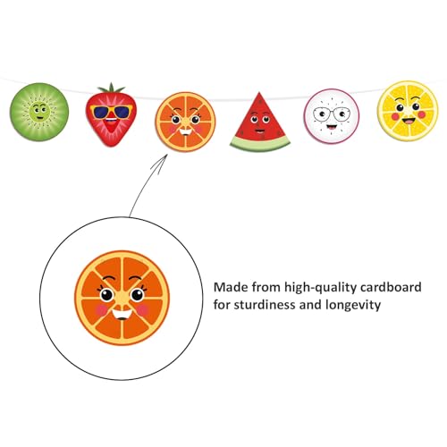 Image of Just Party Fruits Theme Birthday Decoration Banner | Colourful Birthday Banner for Boys & Girls | Birthday Decoration Bunting Banner (Cardstock)
