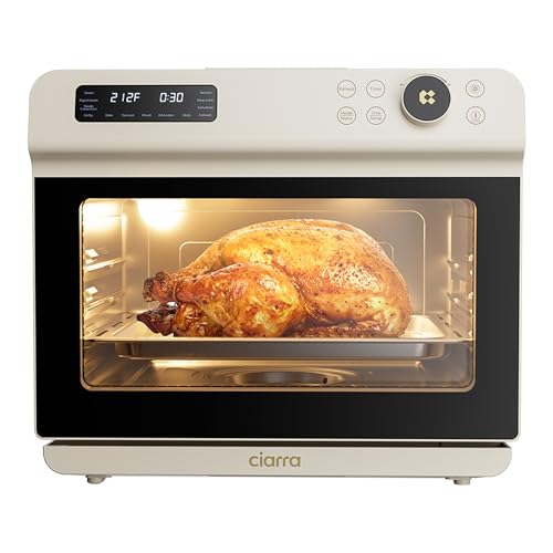 Image of CIARRA Nosh Oven Pro 12-in-1 Countertop Steam Oven with Air Fryer, 25.4QT Steam Air Fryer Oven Combo, Convection Steam Oven Toaster with Rapid Steam, Bake, Steam Self-Clean, Dehydrate, Ferment, White