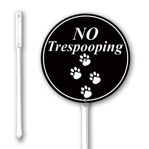 Geroclonup No Trespooping Yard Sign with Stakes No Dog Poop Signs 23cm Round Sturdy Aluminum Yard Signs Rustproof Outdoor Aluminum Sign for Lawn Garden Decor