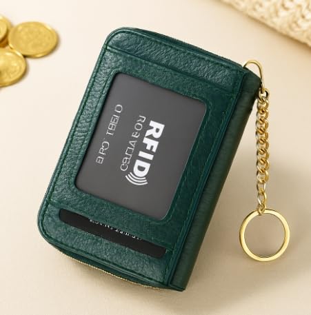 Leather RFID Blocking Card Wallet – Slim Credit Card Case with ID Window and Keychain Holder4