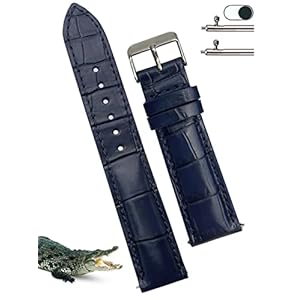 18mm Navy Blue Alligator Belly Leather Watch Band Crocodile Strap Men Quick Release Premium Replacement Wristwatch Band Buckle Handmade by Vietnamese DH-04-18MM
