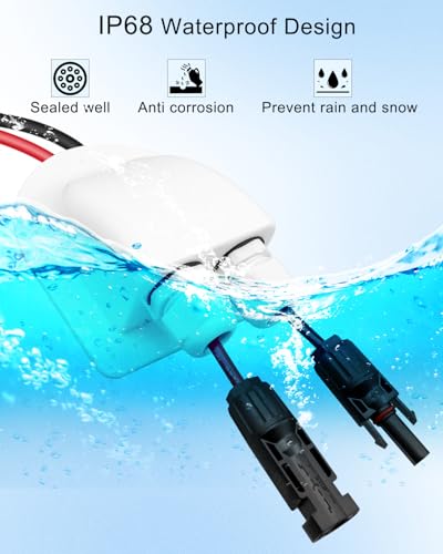 TIKSCIENCE Solar Extension Cable Weatherproof Entry Gland Junction Box with Female and Male Connector Adapter, 10Ft 10AWG Solar Panel Cable Connector for RV Boat Van Solar Panels Camper