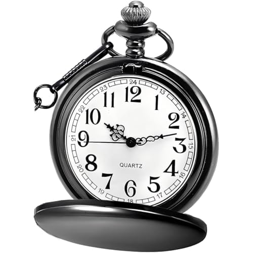 LYMFHCH Classic Smooth Vintage Quartz Pocket Watch, Arabic Numerals Scale Mens Womens Watch with Chain Christmas Graduation Birthday Gifts Fathers Day