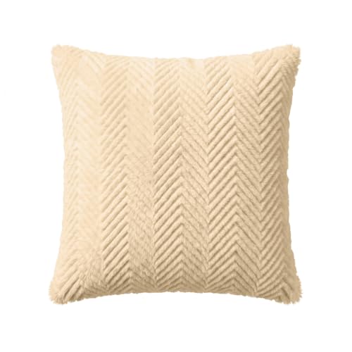Image of Wakefit Designer Cushion Cover | 24x24 inch | Plush Fur Feel | Velvet Fabric | Machine Washable | Pack of 1 | Fur Beige