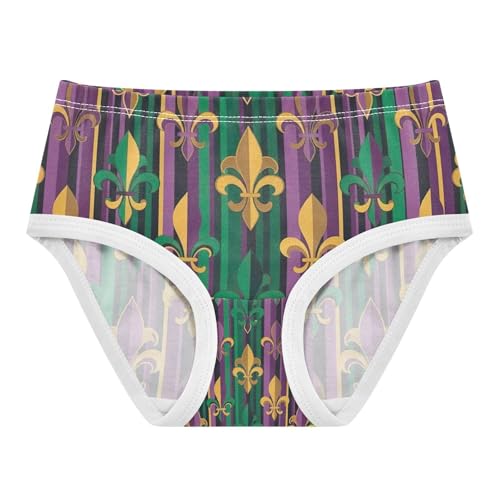 Fleur De Lis Mardi Gras Toddler Underwear, Girls Cotton Underwear, 2T–8 Years