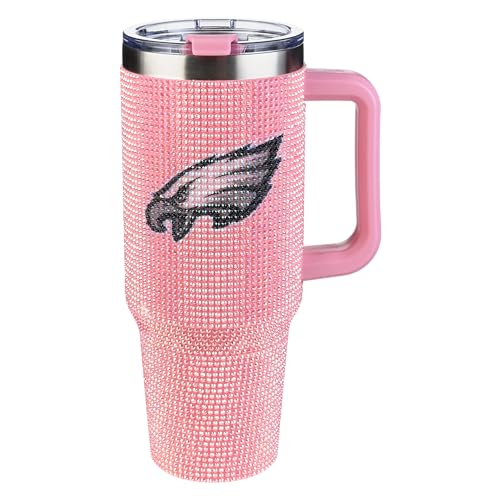 Image of The Memory Company Officially Licensed 40oz Pink Bling Game Day Tumbler, Philadelphia Eagles