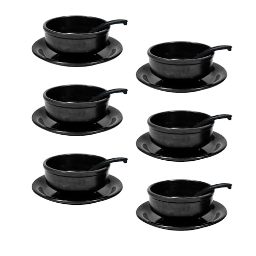 Image of Ariya Melamine French Soup Bowl Set Black Aura Collection Set of 6