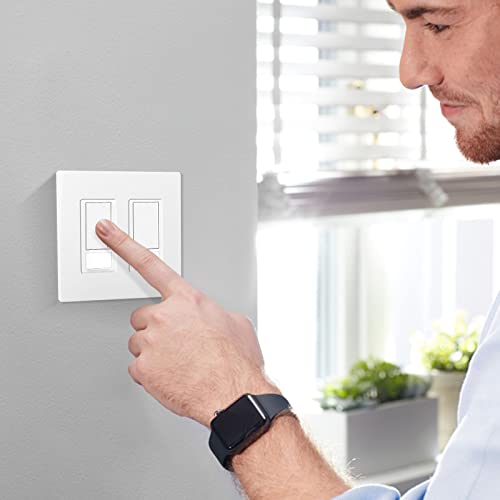 2-Gang Screwless Wall Plate Double Decorator Outlet Covers For Electrical Outlets,Light Switch,Hidden Screw Face Plates Size 4.72”X4.64” (2-Pack) #TOP6