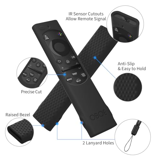 Image of Oboe Silicone Tv Remote Cover Compatible with Samsung Smart Tv Remote BN59-01311 Samsung QLED TV Remote Half Wrap Protective Case with Loop (G-Black) [Remote NOT Included]