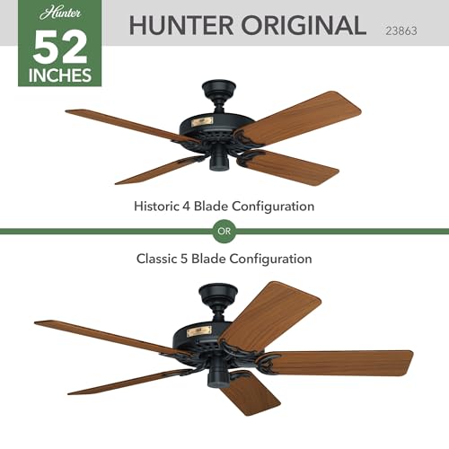 Image of Hunter Original, Outdoor or Indoor, Ceiling Fan, 52 inch, Matte Black