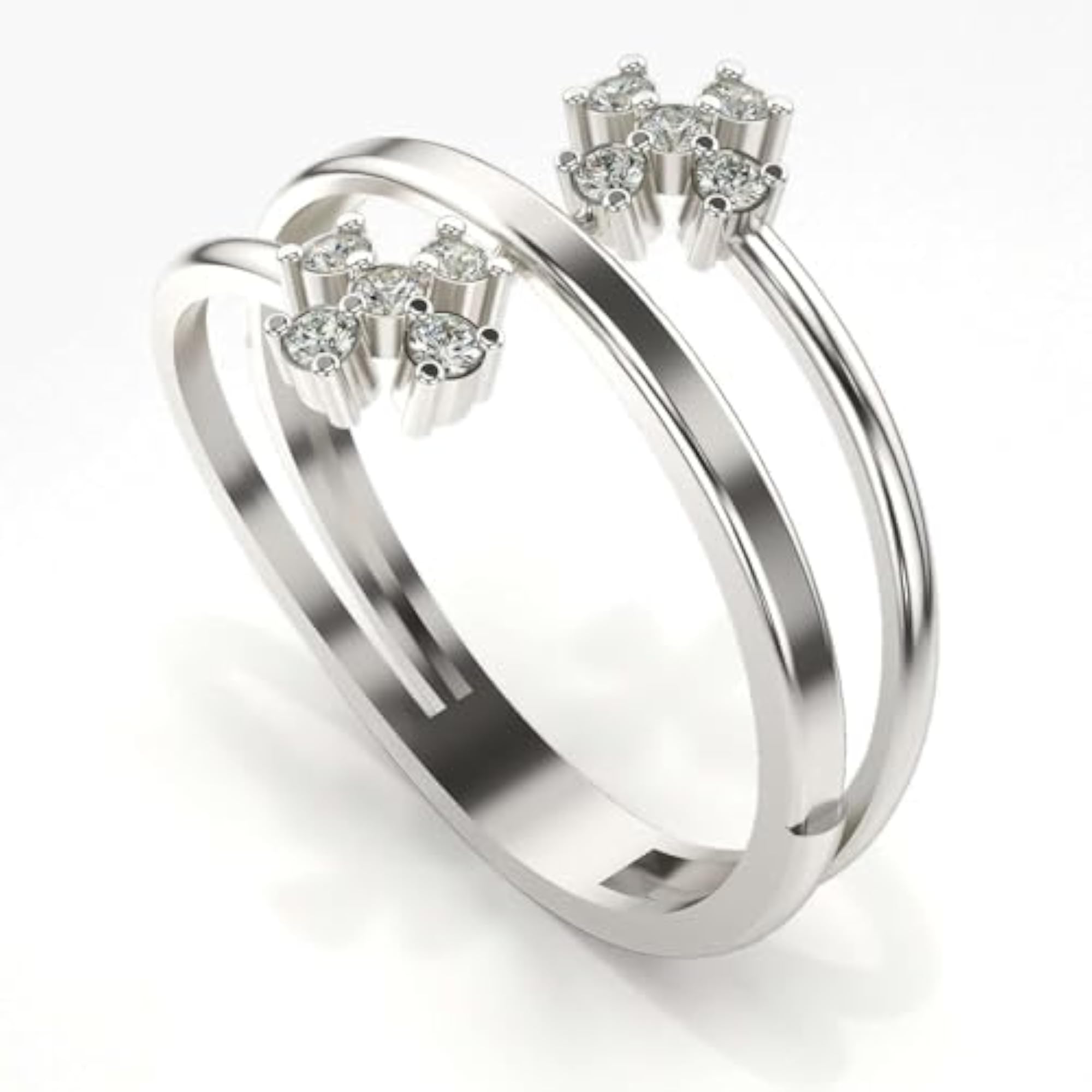 Women's Sterling Silver & Certified Lab Grown Diamond Ring, 0.14cts