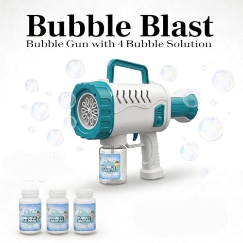 Image of CONFIDENCE Bubble Maker Machine Gun Toy for Kids Bubble Gun Toy for Boys and Girls Automatic Bubble Blaster Toy Gun with 4Pcs Bubble Solution Bottles