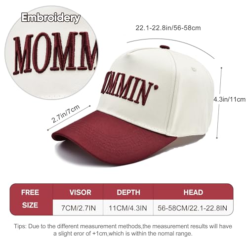 Image of Women's Mommin Trucker Hat - Vintage Two-Tone Ponytail Baseball Cap, Embroidered Adjustable Hat, Great Gift for Mom & Women