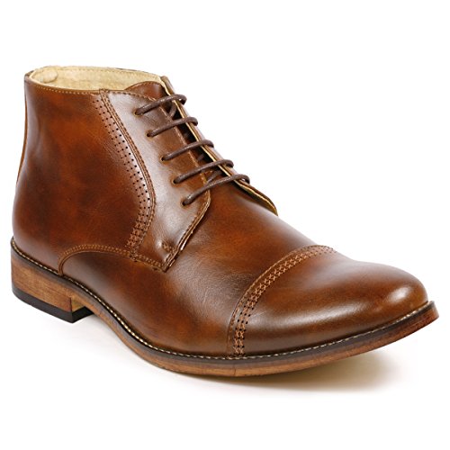 Metrocharm MC115 Men's Lace Up Cap Toe Dress Ankle Chukka Boots (7, Brown)