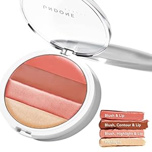 Undone Beauty Mega Crème Clean Cream Blush, Bronzer and Highlighter Makeup Palette – Neapolitan Crème