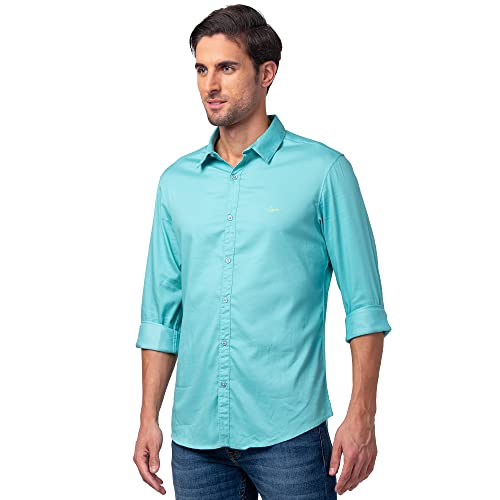 Image of Spykar Men's Slim Fit N /A Full Sleeve Solid Casual Shirts