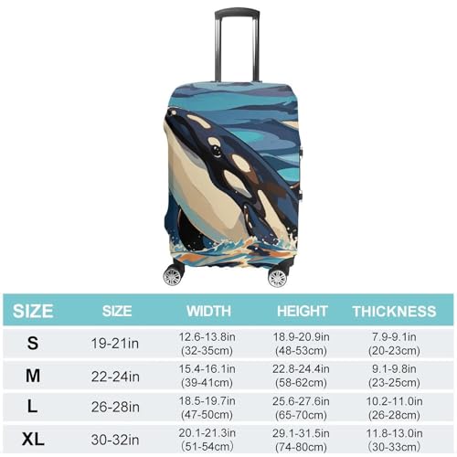 Orca Killer Whale Print Elastic Luggage Cover Suitcase Protector for 19-32 Inch Suitcases | Universal Stretchable Travel Bag Cover | Anti-Scratch, Washable with Zipper Closure XL2