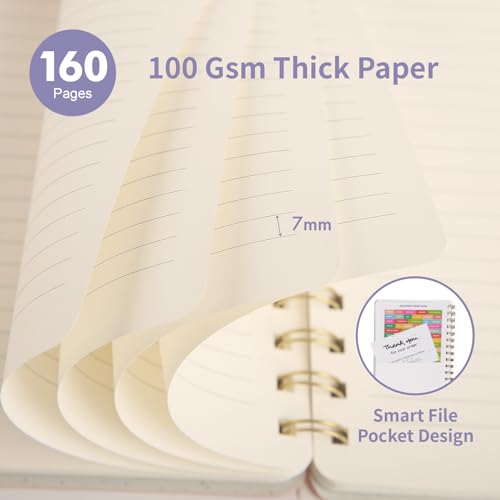 Image of Spiral Notebook-6.10 inch x 8.19 inch College Ruled Journal with Inner Pockets and 160 Pages,PU Leather Cover Business Journal, Twin-Wire Binding Notebook Perfect for Office & Home School Supplies