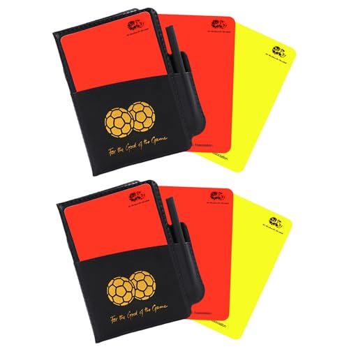 Soccer Referee Cards (2-Pack), Soccer Red and Yellow Cards Set with Leather Wallet, Scorebook...