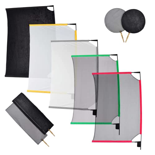 Pixapro 60x90cm 24x36" Quick Foldable Scrim Flag Panel Kit Lightweight Sunbounce Screen Video Scrim Soft Diffusion for Shaping Blocking Diffusing Versatile Portable Photography Light Modifying Kit