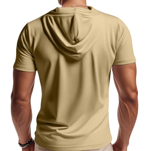 Mens Quarter Zip Tactical Hoodies Short Sleeve Hooded Cargo Sweatshirt Outdoor Workout Pillover Tops with Pockets3