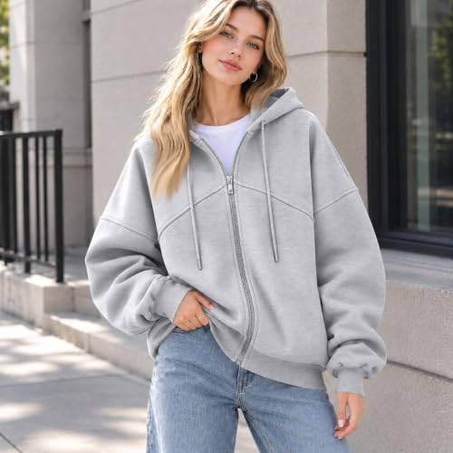 Hooded Zip Up Sweatshirt Women Fleece Oversized Hoodie with Pockets - image 4